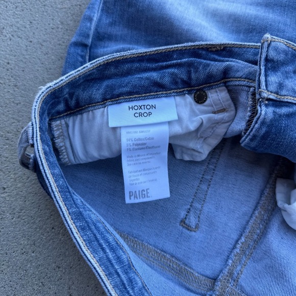 Paige Hoxton Crop Jeans Mid Rise Light Wash Denim Women's Blue Size 29 - Picture 4 of 13